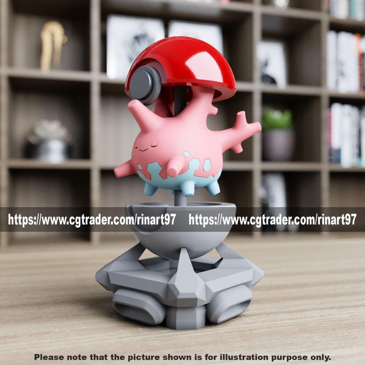 Corsola in the pokeball from Pokemon 3D print model_6