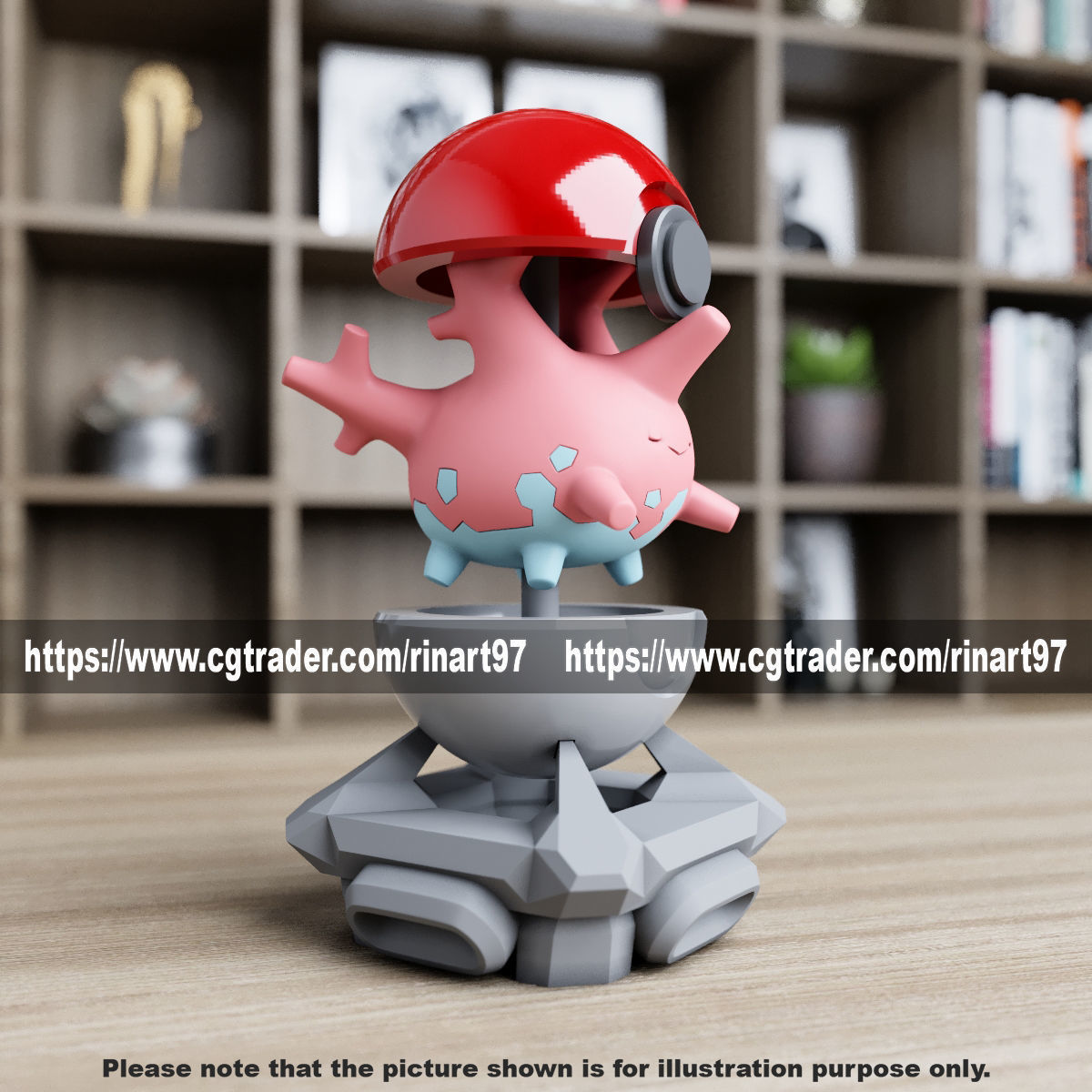 Corsola in the pokeball from Pokemon 3D print model_2