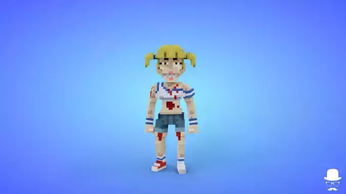 Voxel Female Zombie Character 3 - 3D Fantasy Game Asset