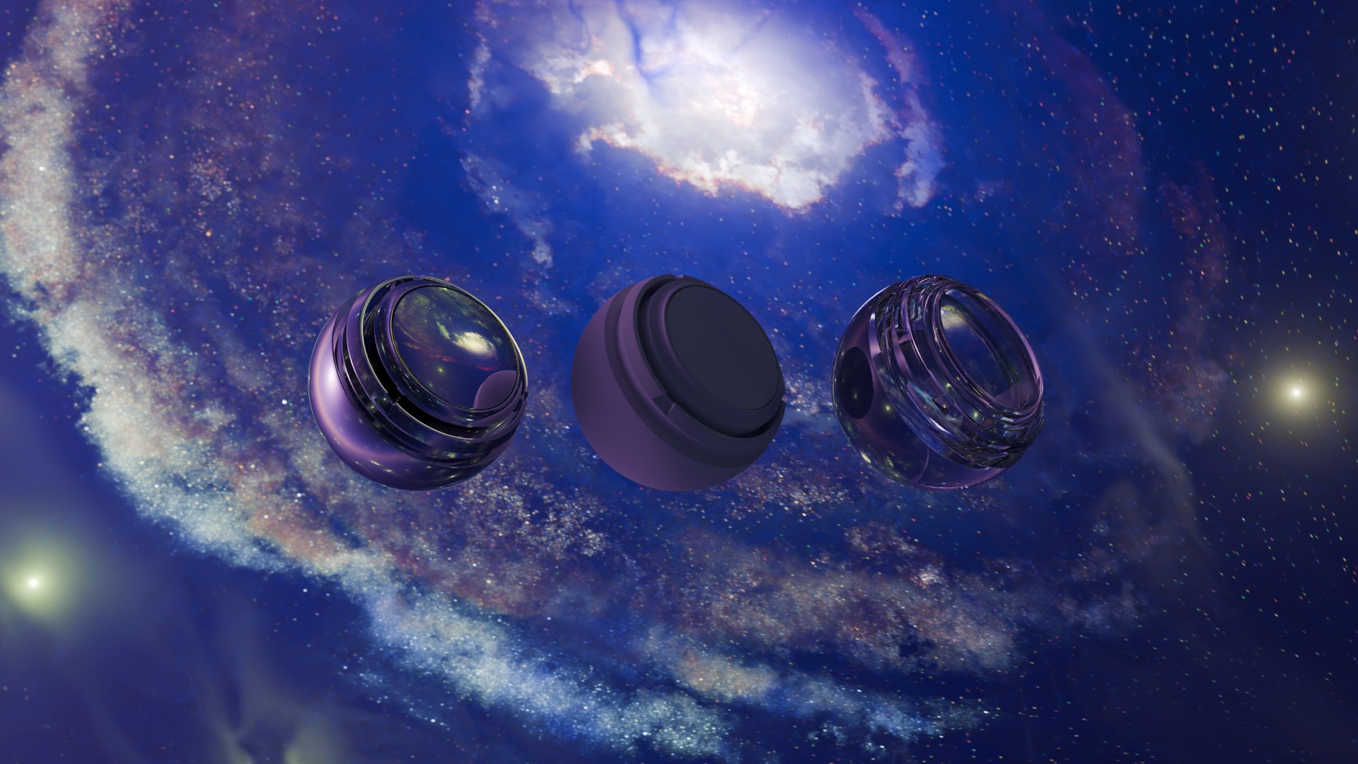 Pack 7 Atmospheres with Galaxies HDRIs Low-poly 3D model_16