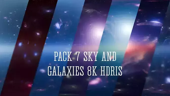 Pack 7 Atmospheres with Galaxies HDRIs Low-poly 3D model