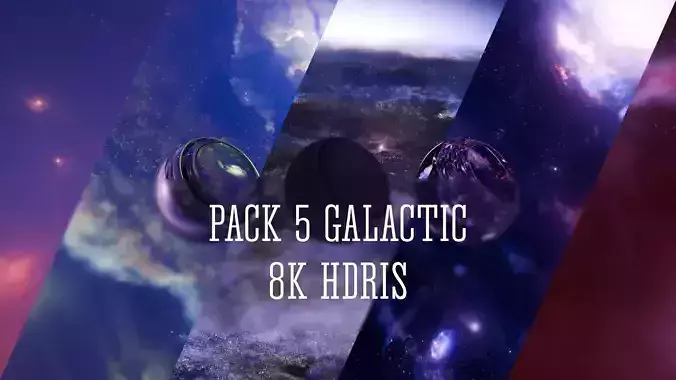 Pack 5 different Galactic HDRIs Low-poly 3D model