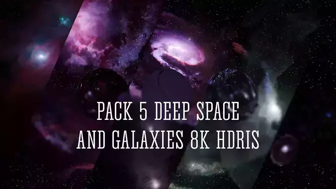 Pack 5 8k Deep Space with Nebulas and Galaxies HDRis Low-poly 3D model