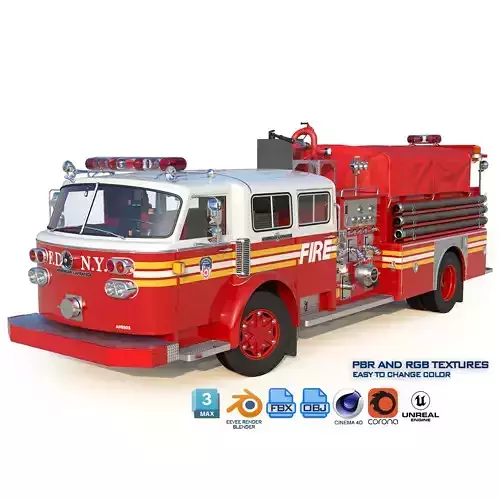 Fire truck American La France 1000 Engine FDNY Low-poly 3D model