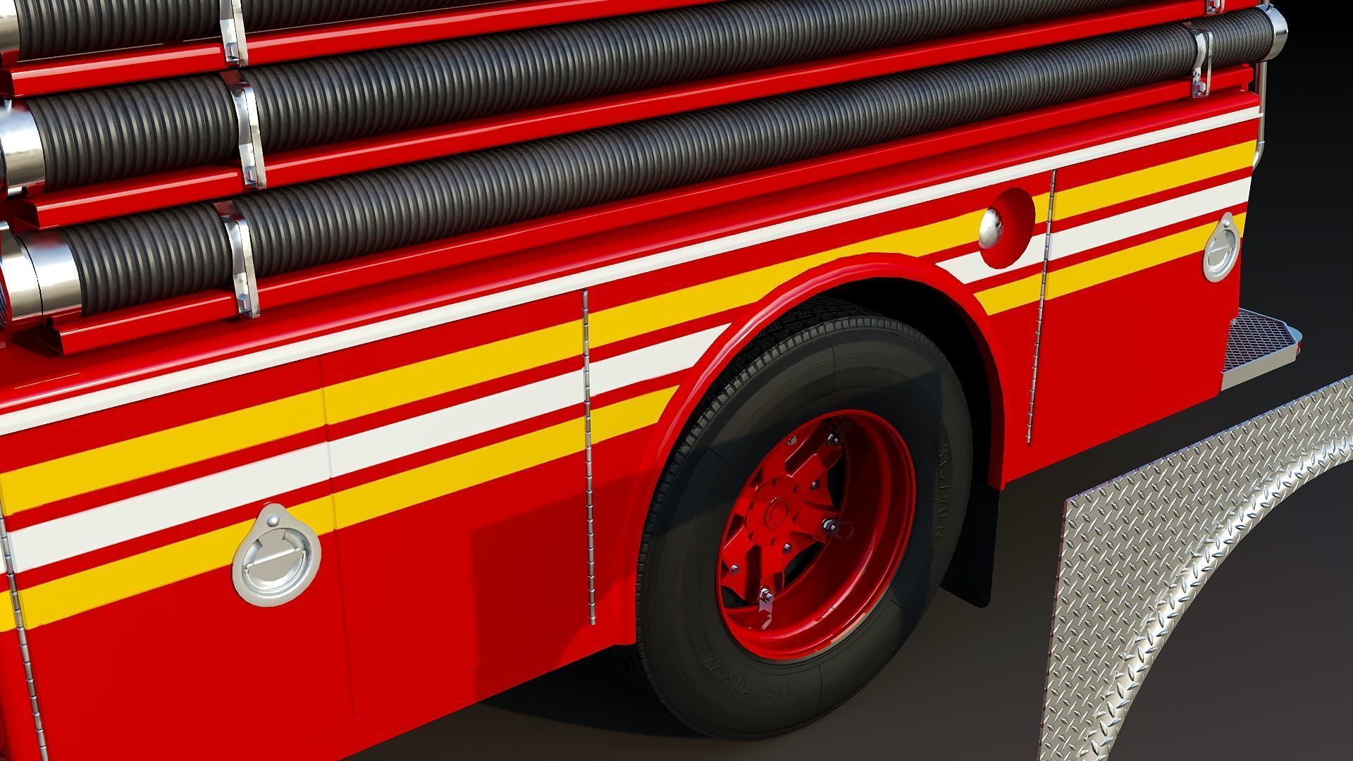 Fire truck American La France 1000 Engine FDNY Low-poly 3D model_27