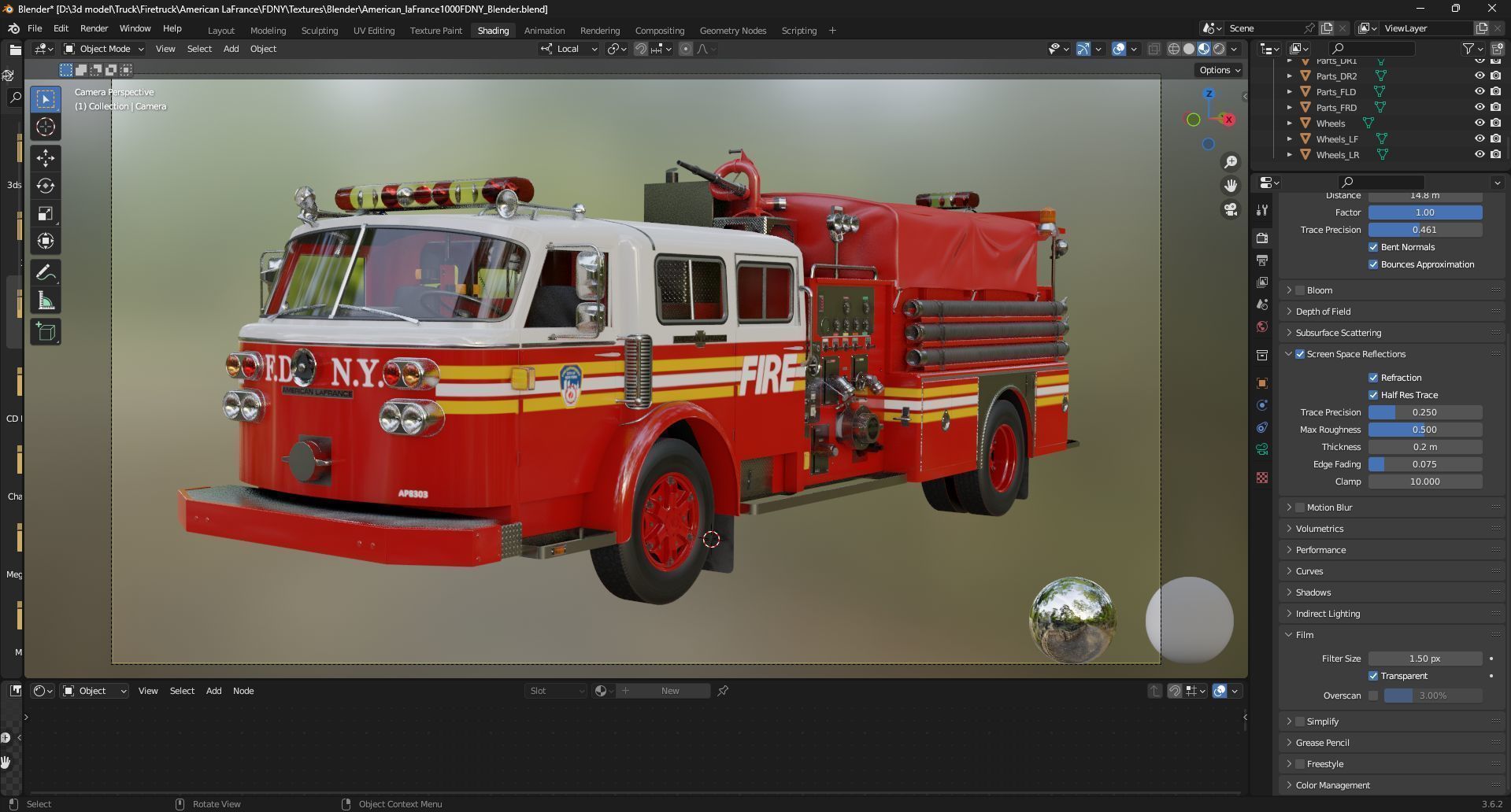 Fire truck American La France 1000 Engine FDNY Low-poly 3D model_48