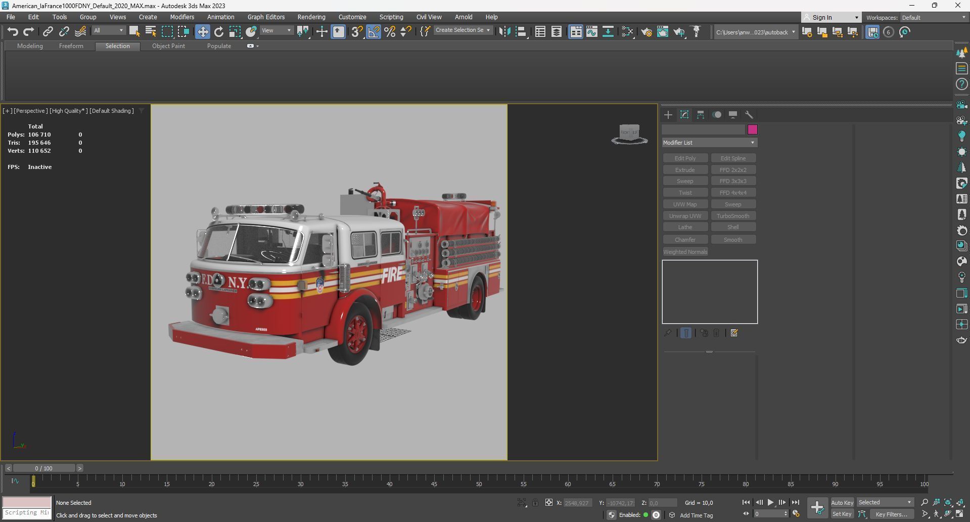 Fire truck American La France 1000 Engine FDNY Low-poly 3D model_47