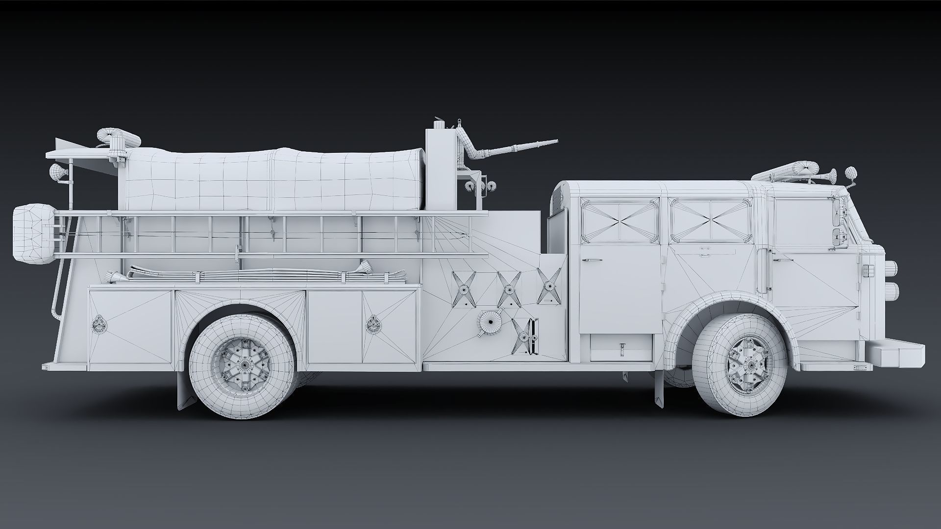 Fire truck American La France 1000 Engine FDNY Low-poly 3D model_34