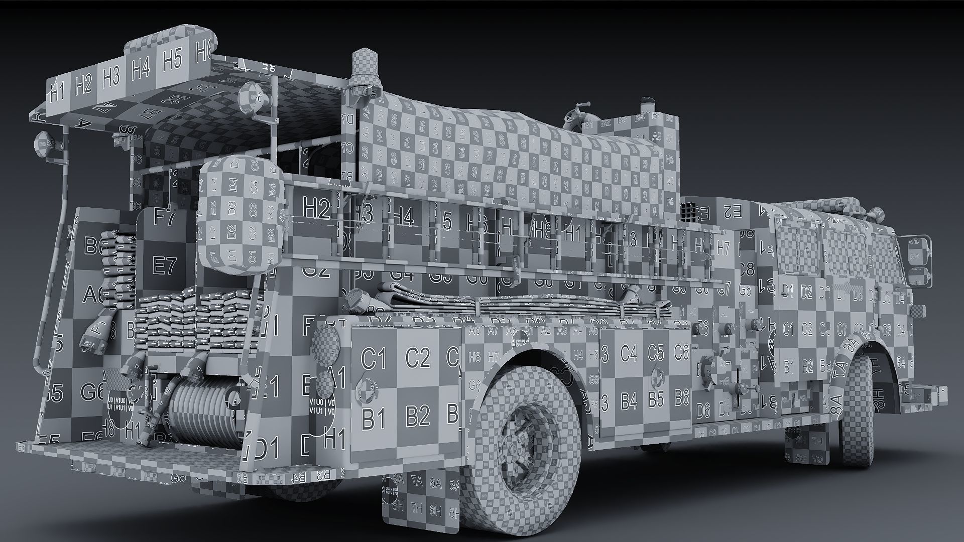 Fire truck American La France 1000 Engine FDNY Low-poly 3D model_40