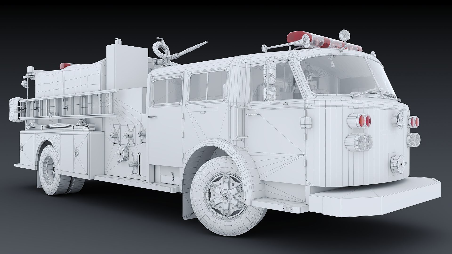 Fire truck American La France 1000 Engine FDNY Low-poly 3D model_35