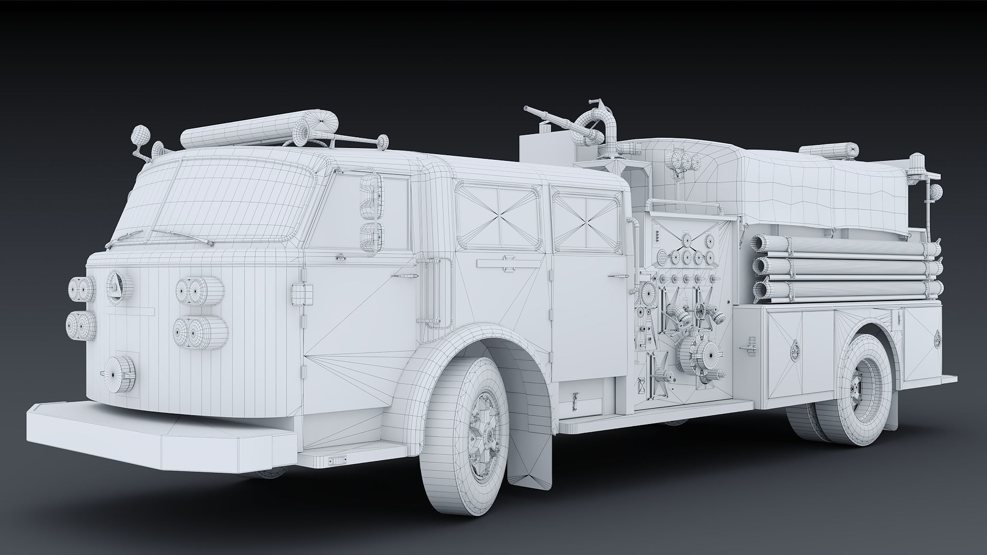 Fire truck American La France 1000 Engine FDNY Low-poly 3D model_31