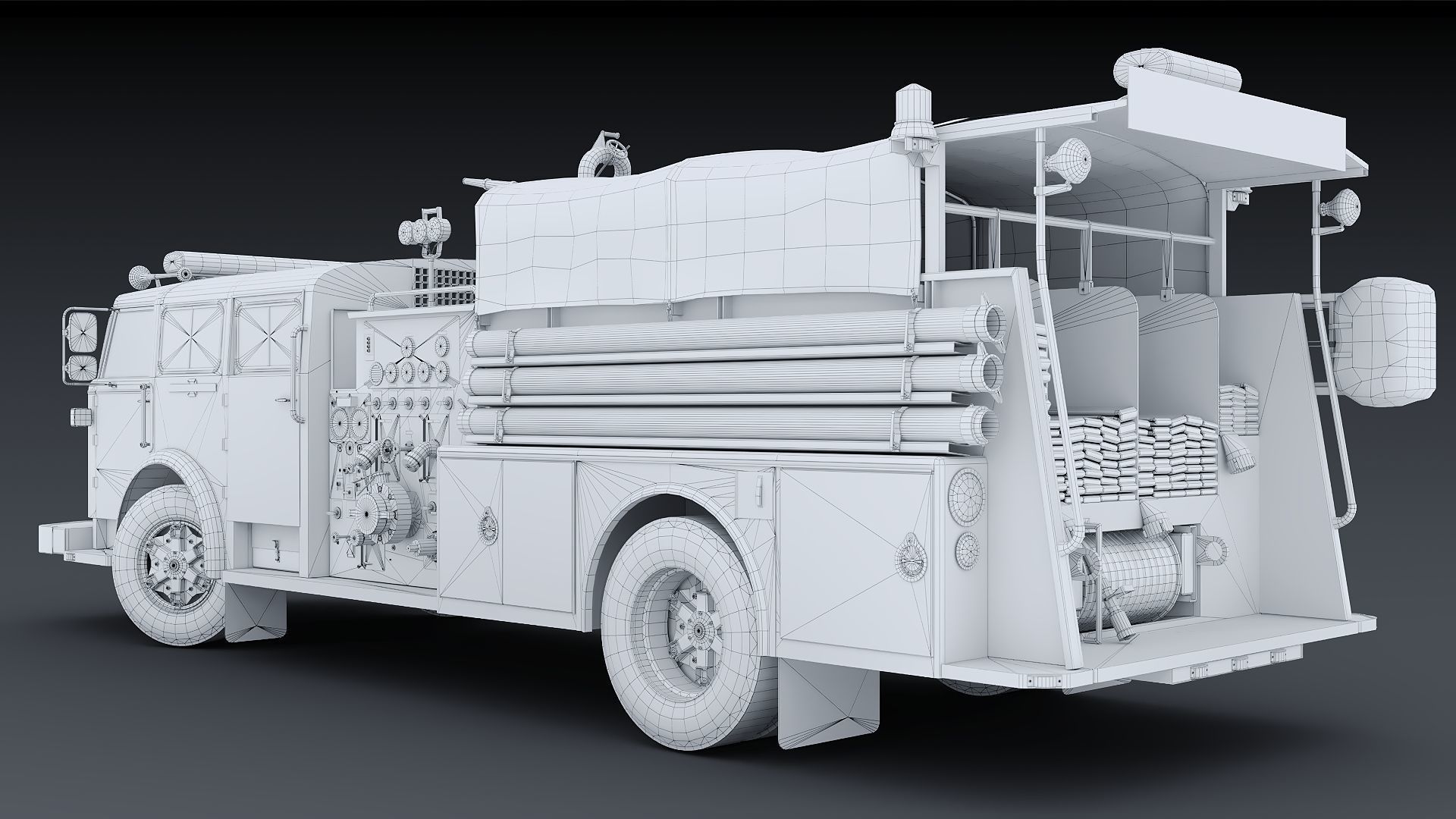 Fire truck American La France 1000 Engine FDNY Low-poly 3D model_32