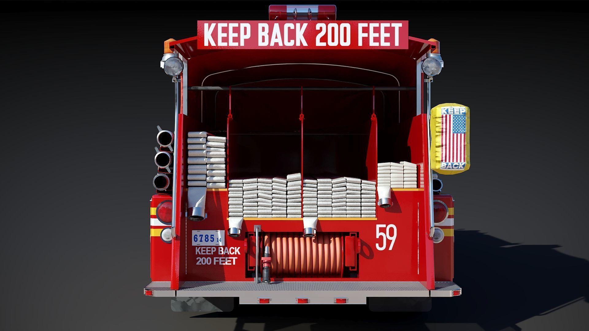 Fire truck American La France 1000 Engine FDNY Low-poly 3D model_11