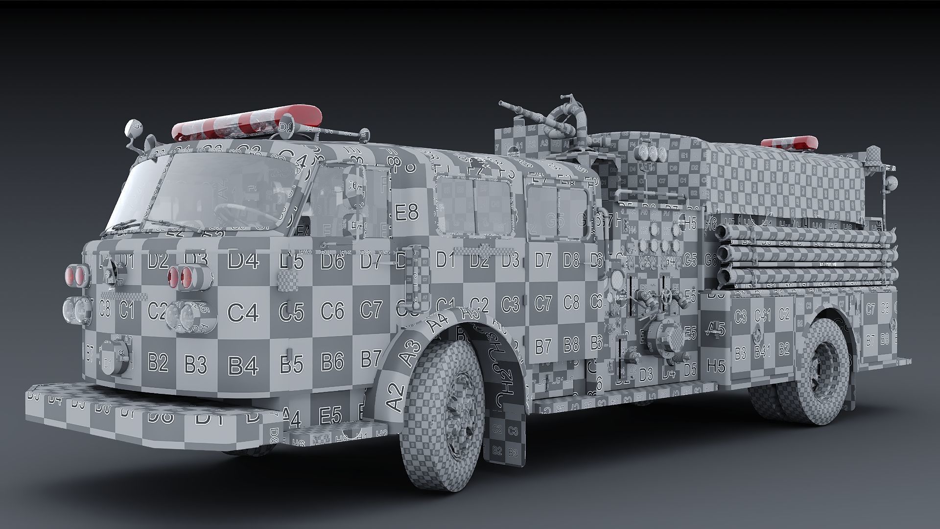 Fire truck American La France 1000 Engine FDNY Low-poly 3D model_39