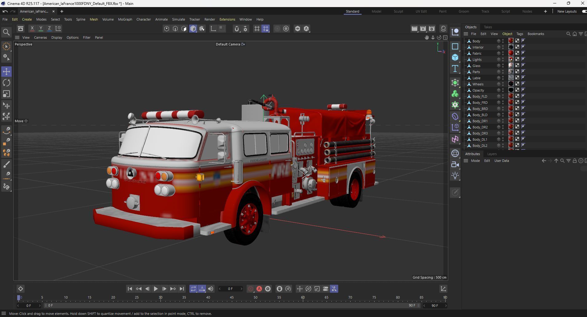 Fire truck American La France 1000 Engine FDNY Low-poly 3D model_49