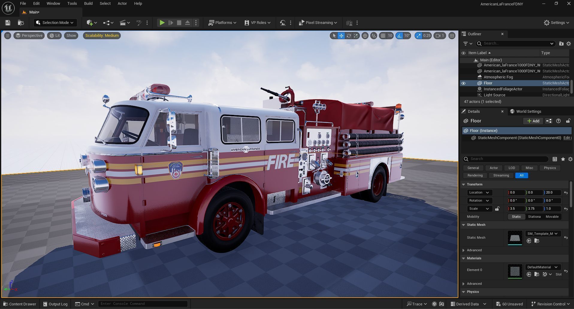 Fire truck American La France 1000 Engine FDNY Low-poly 3D model_50