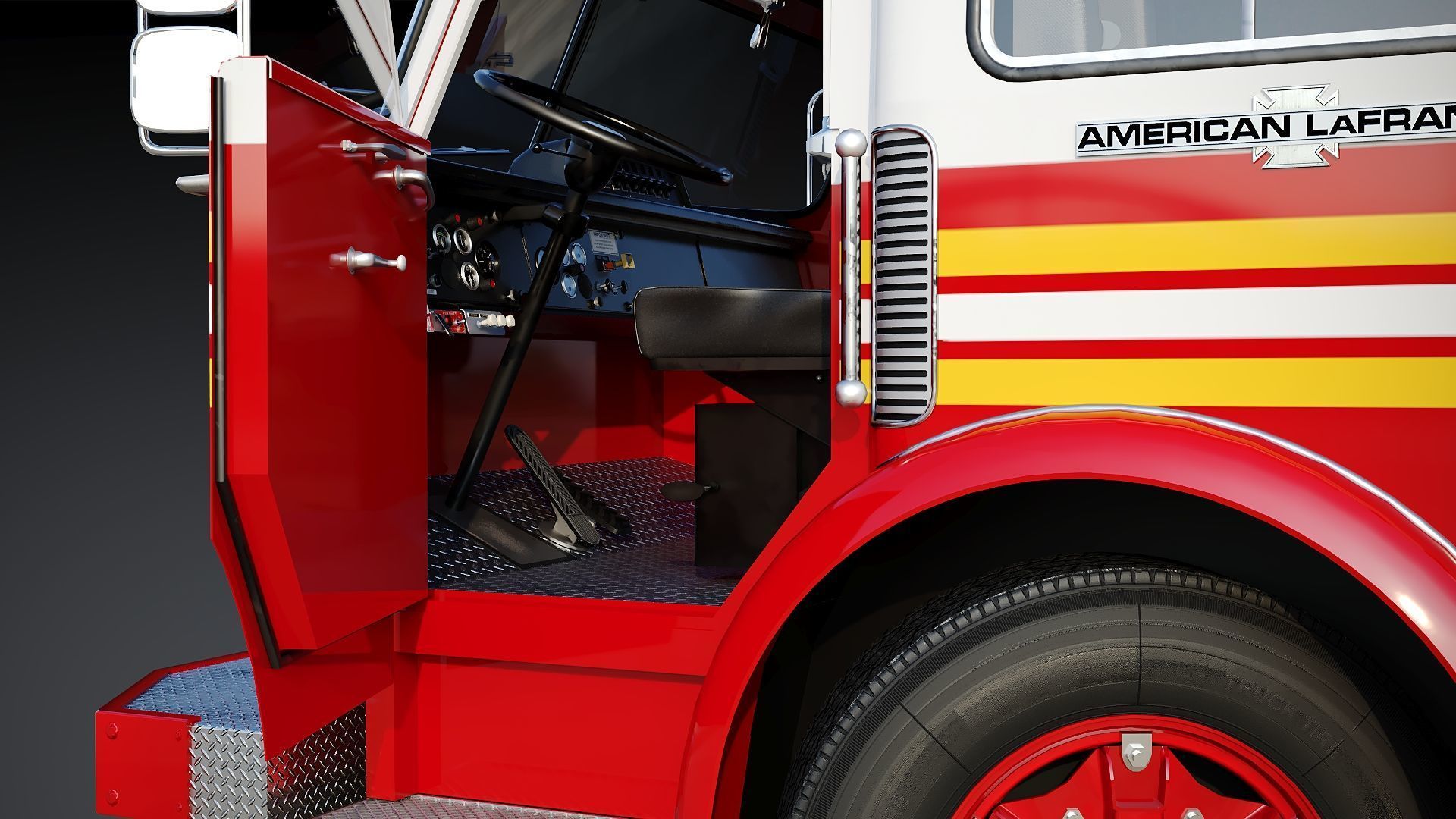 Fire truck American La France 1000 Engine FDNY Low-poly 3D model_18