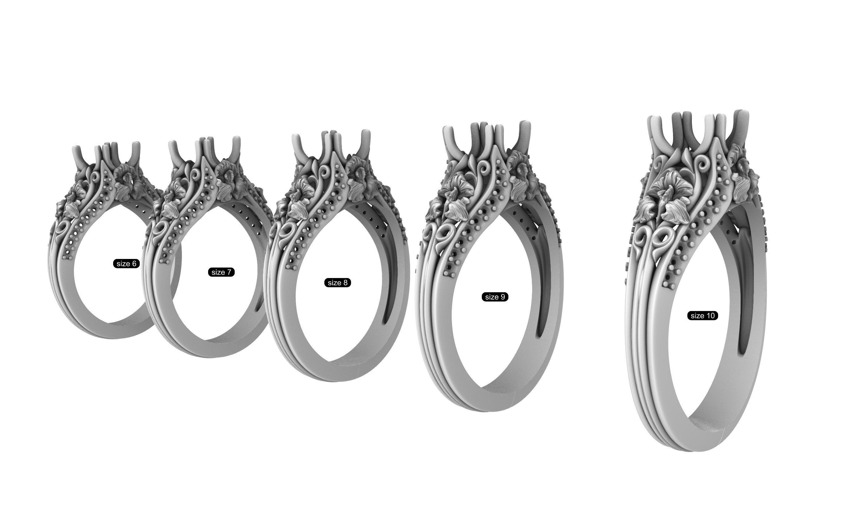 Diamond Ring Iris     sizes 6-10 3D print model_9