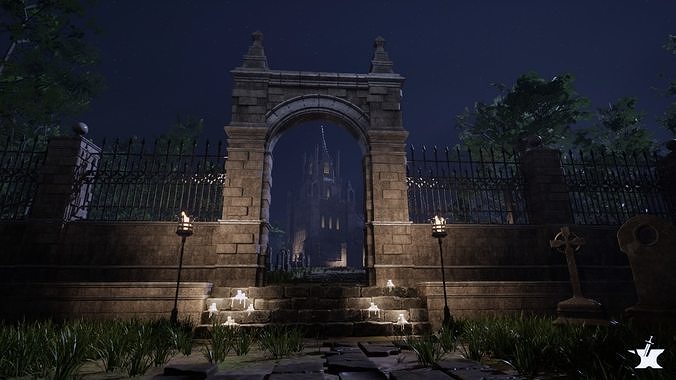 Dark Fantasy Church Pack Low-poly 3D model 4