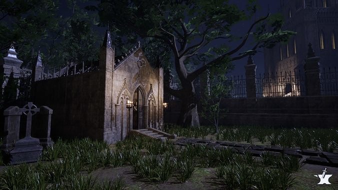 Dark Fantasy Church Pack Low-poly 3D model 6