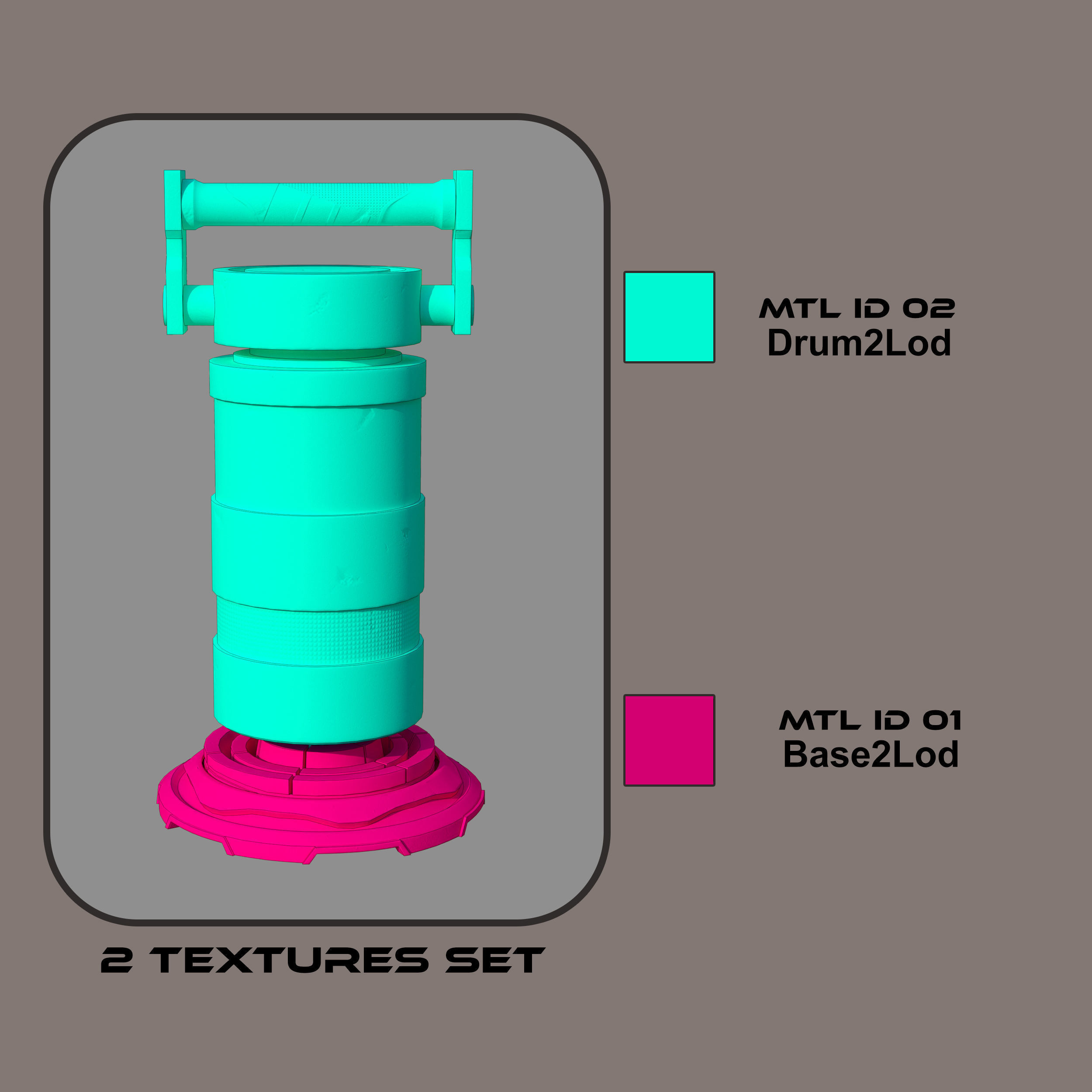 CyberPunk Traffic Drum V2 Game optimized Low-poly 3D model_6