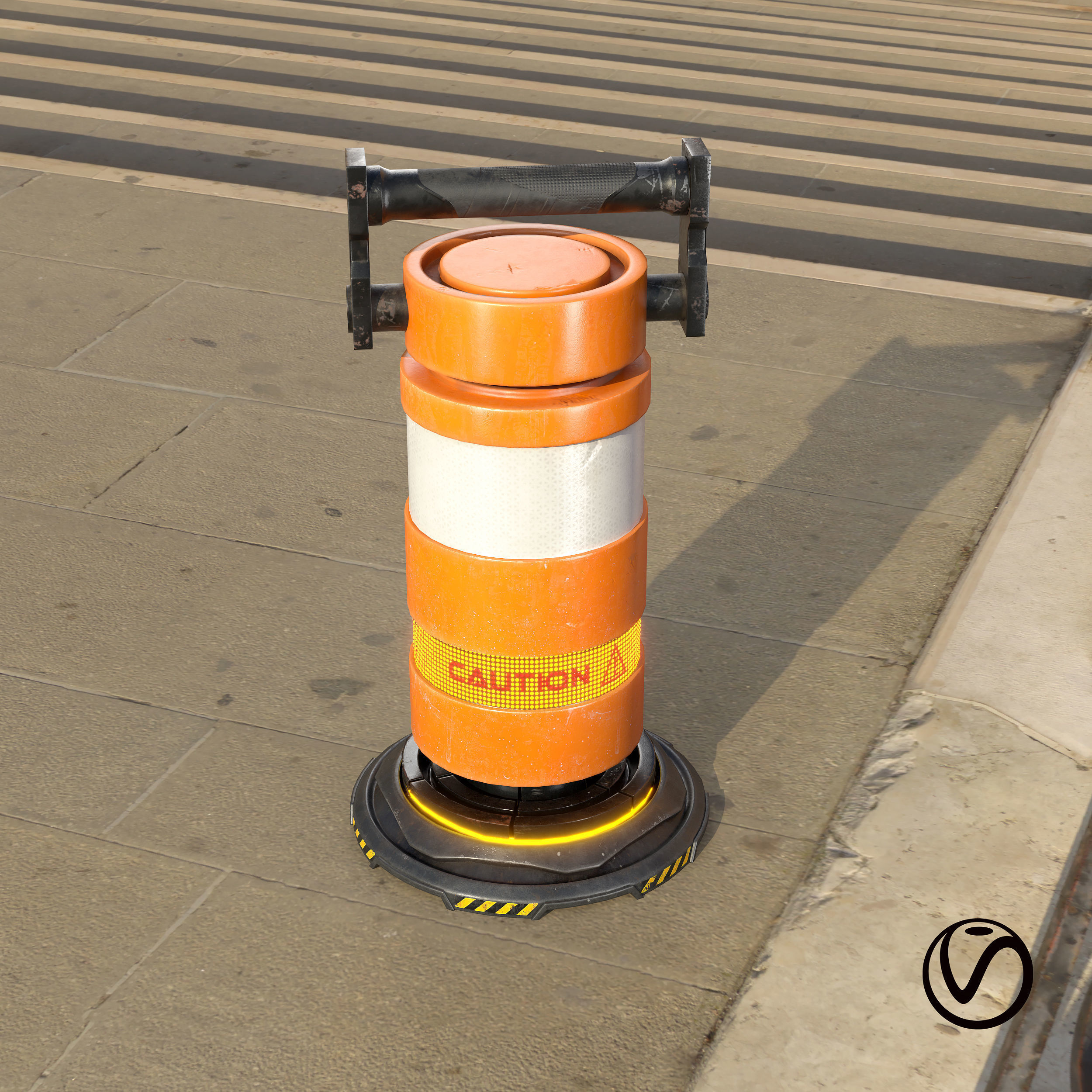 CyberPunk Traffic Drum V2 Game optimized Low-poly 3D model_3
