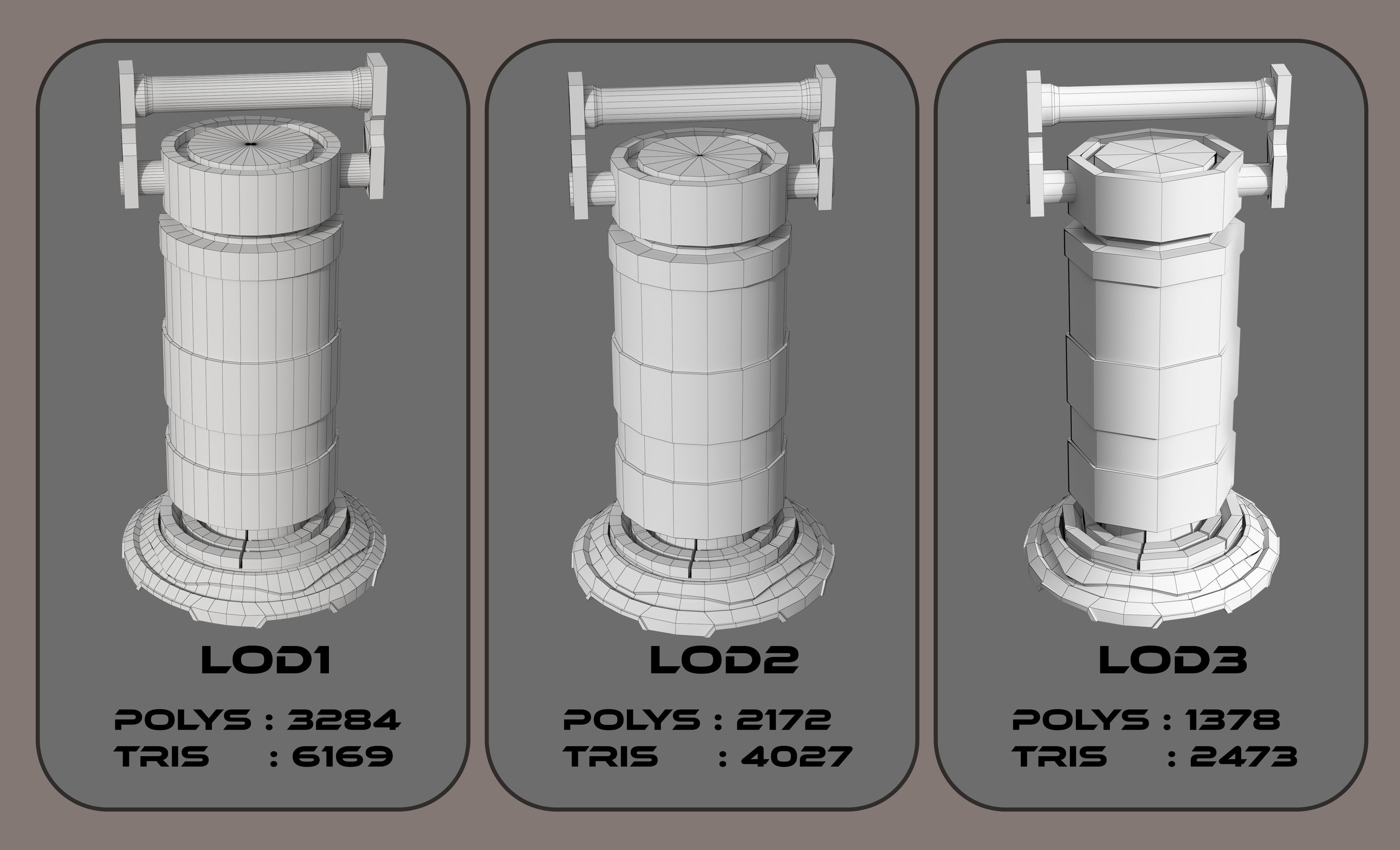 CyberPunk Traffic Drum V2 Game optimized Low-poly 3D model_5