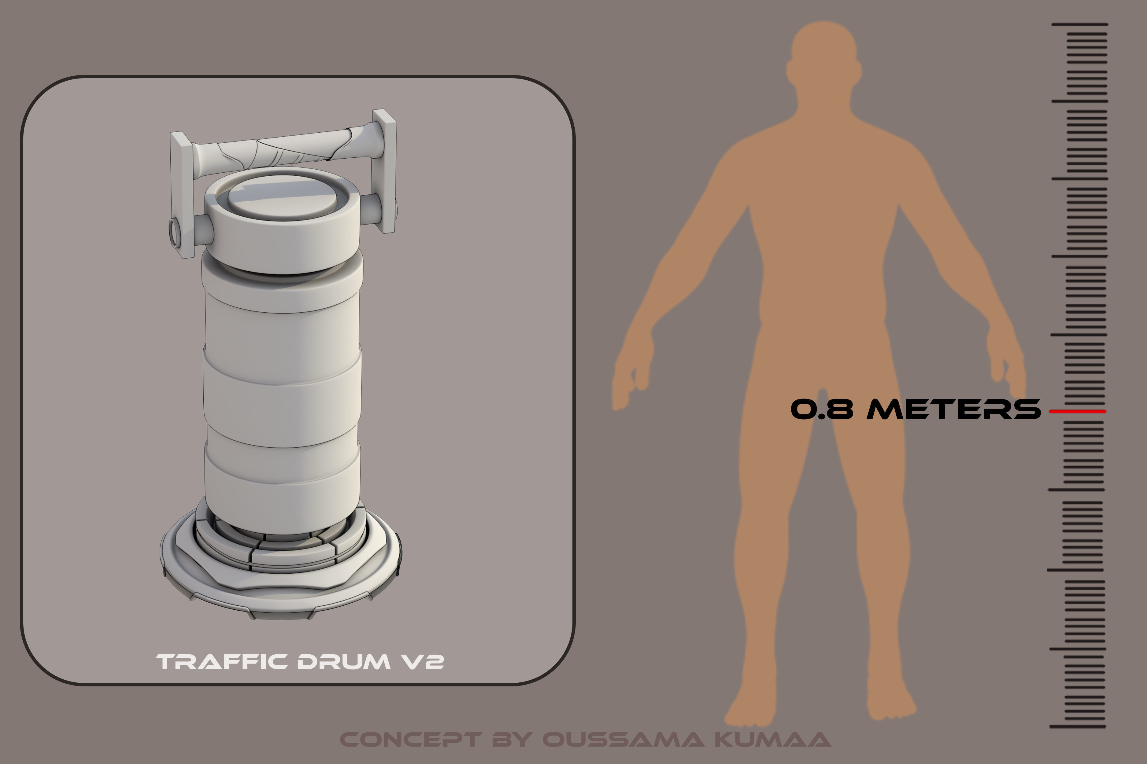 CyberPunk Traffic Drum V2 Game optimized Low-poly 3D model_7