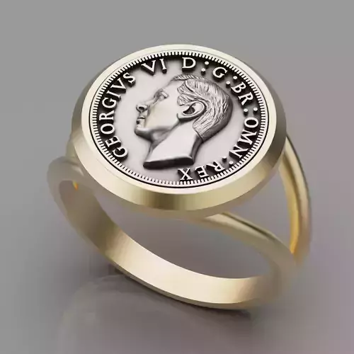 florin British coin Ring silver gold jewelry printable 3d model