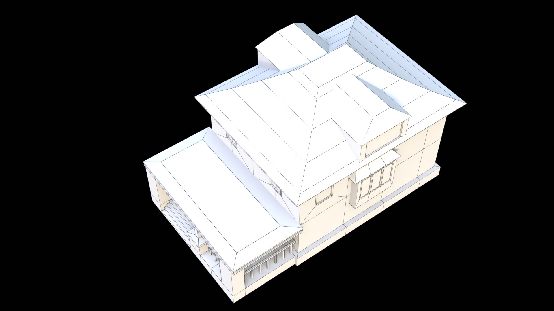Suburban Building 4 Low-poly 3D model_10