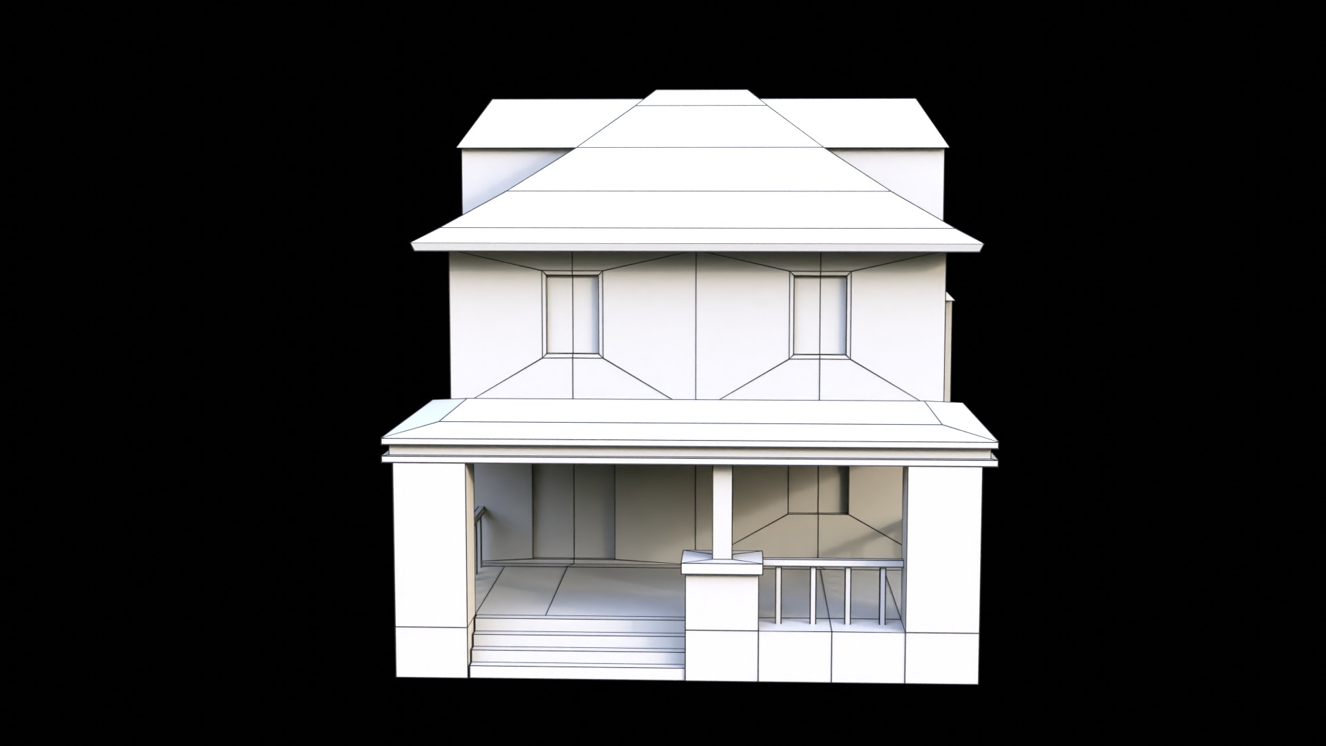 Suburban Building 4 Low-poly 3D model_8
