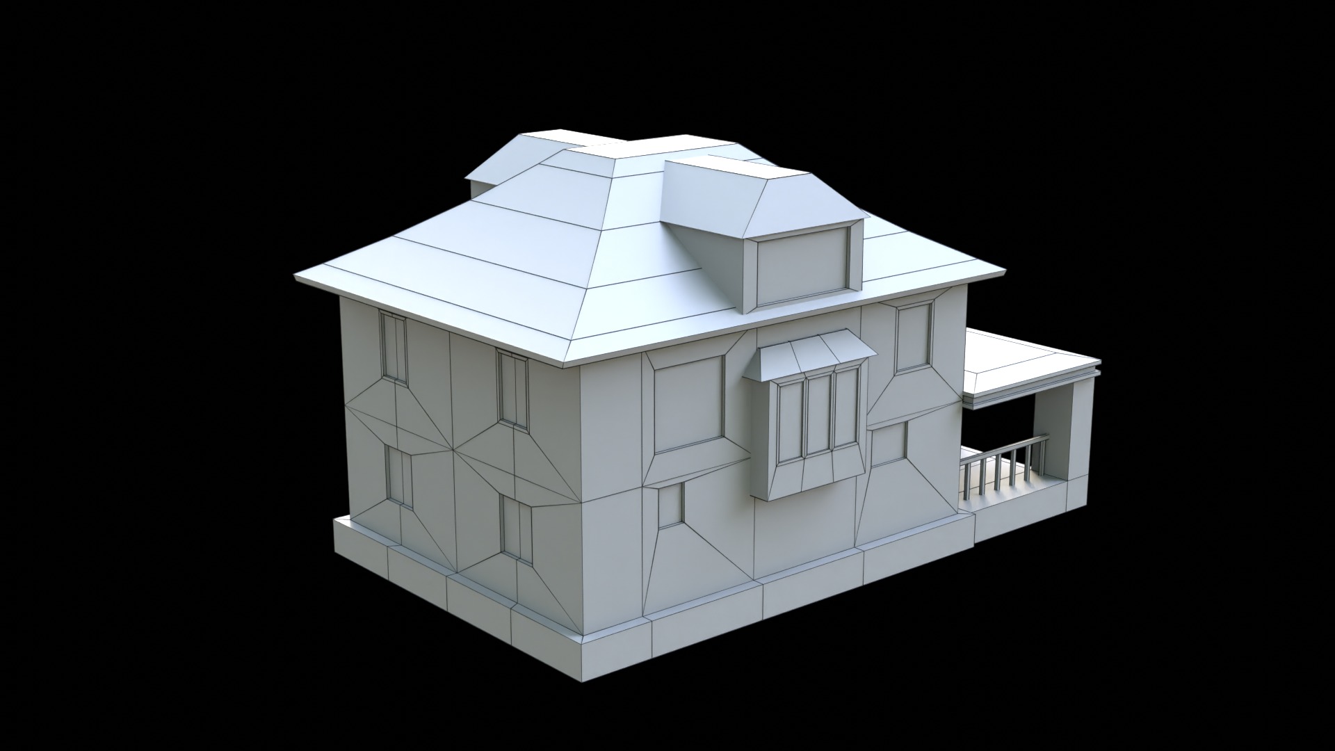 Suburban Building 4 Low-poly 3D model_11