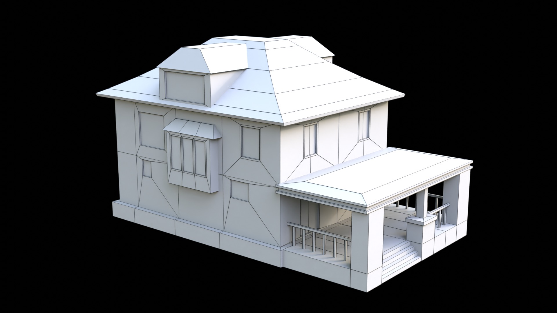 Suburban Building 4 Low-poly 3D model_12