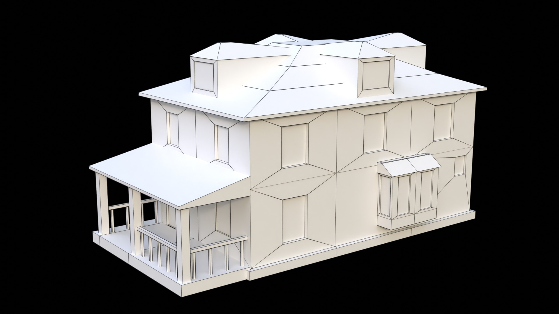 Suburban Building 5 Low-poly 3D model_12