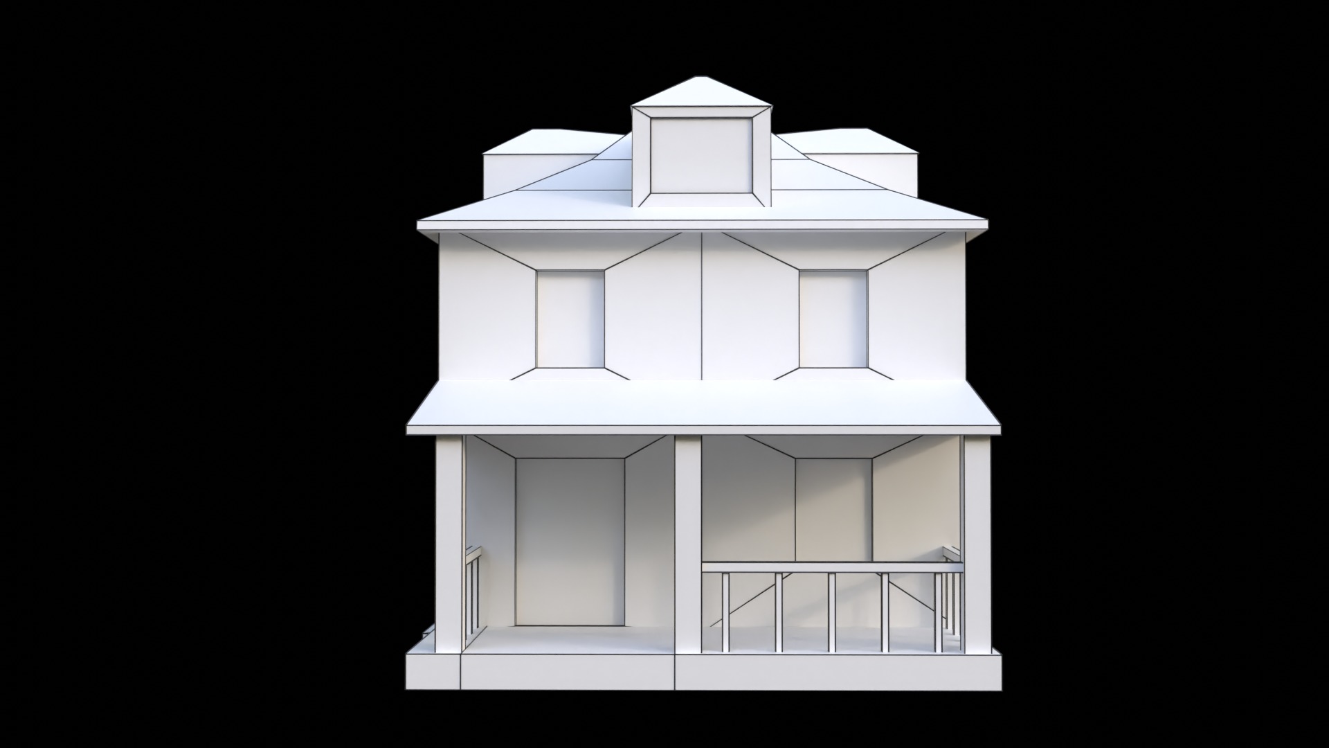 Suburban Building 5 Low-poly 3D model_11