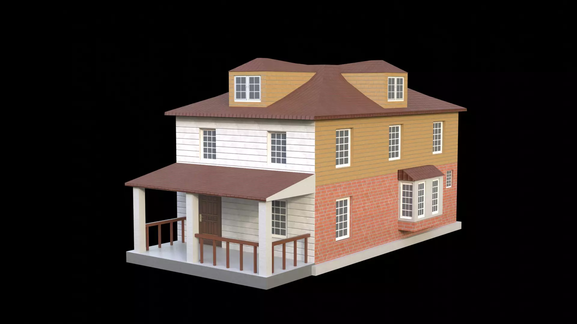 Suburban Building 5 Low-poly 3D model_0