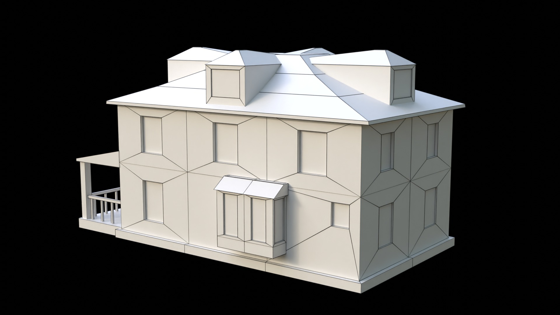 Suburban Building 5 Low-poly 3D model_8