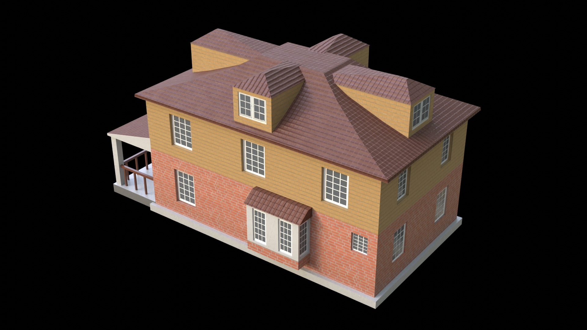 Suburban Building 5 Low-poly 3D model_4