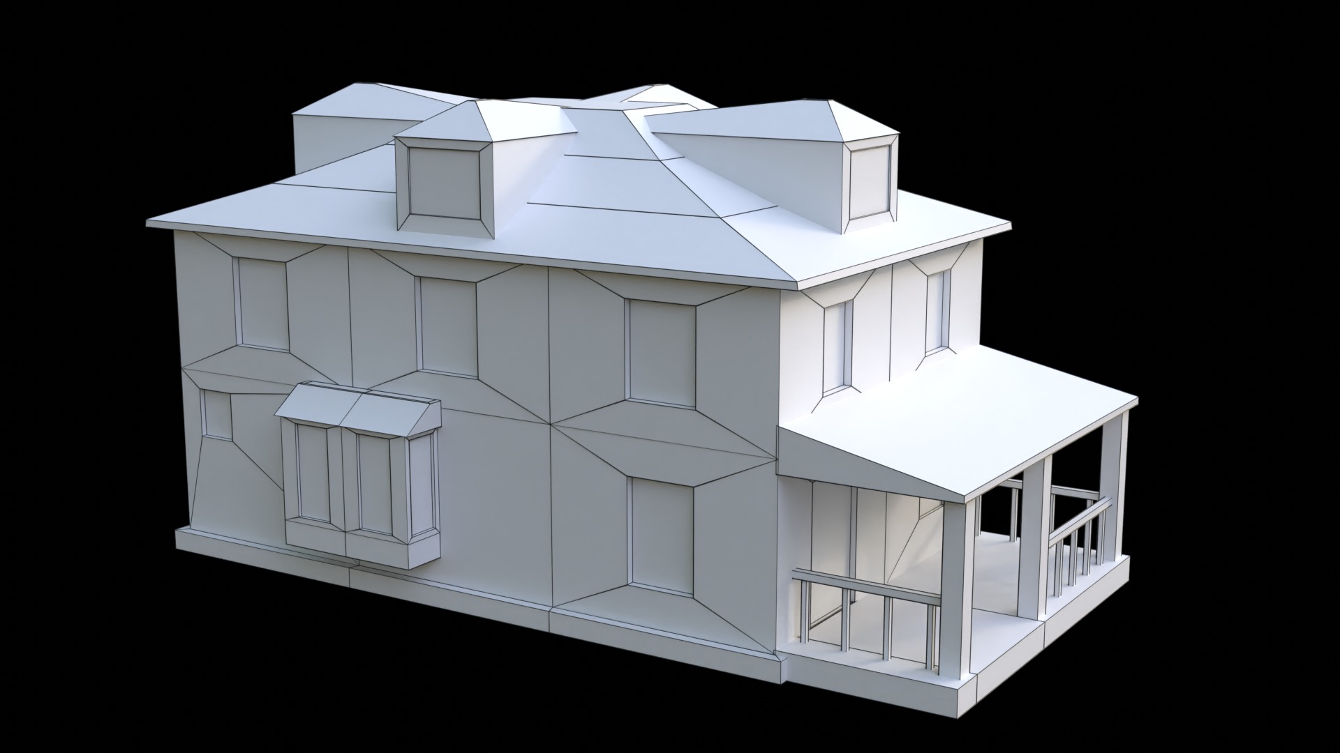 Suburban Building 5 Low-poly 3D model_9
