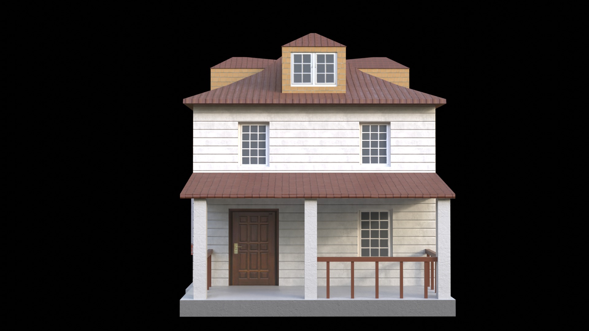 Suburban Building 5 Low-poly 3D model_7