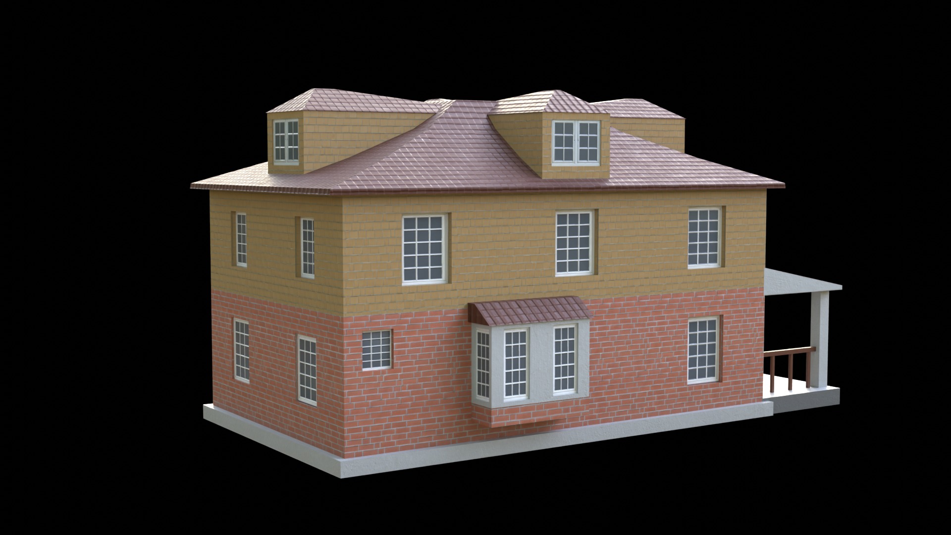 Suburban Building 5 Low-poly 3D model_6