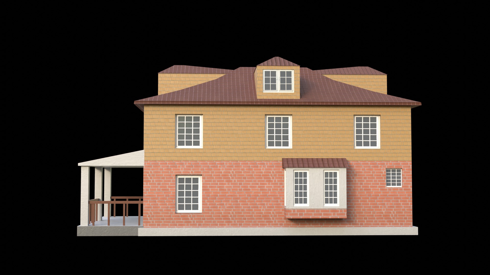 Suburban Building 5 Low-poly 3D model_3