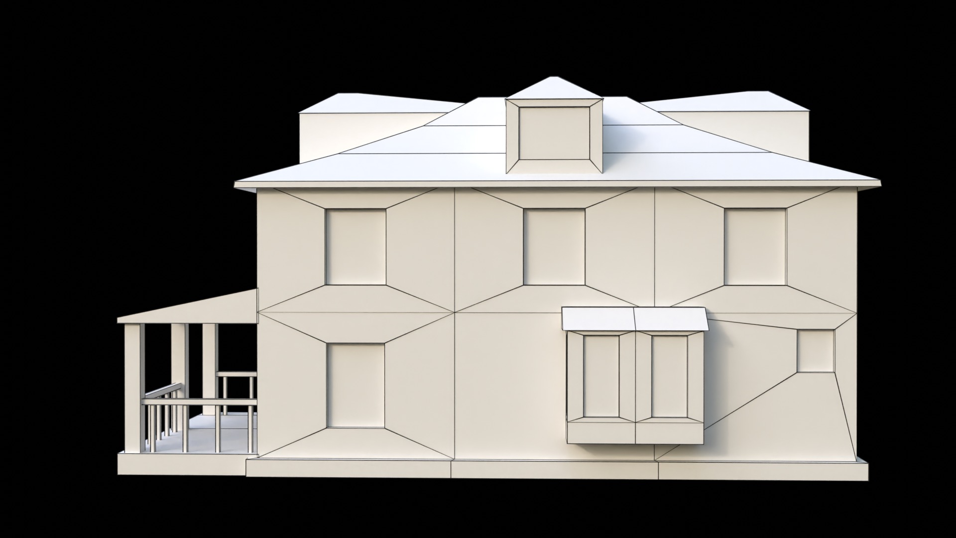 Suburban Building 5 Low-poly 3D model_13
