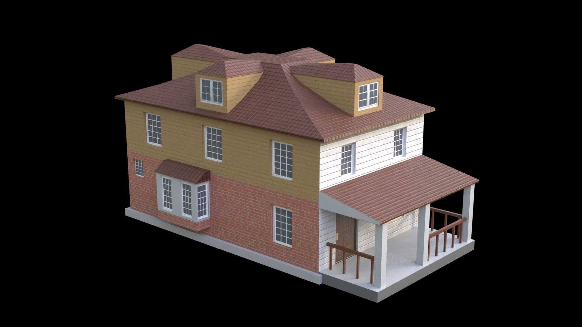 Suburban Building 5 Low-poly 3D model_2