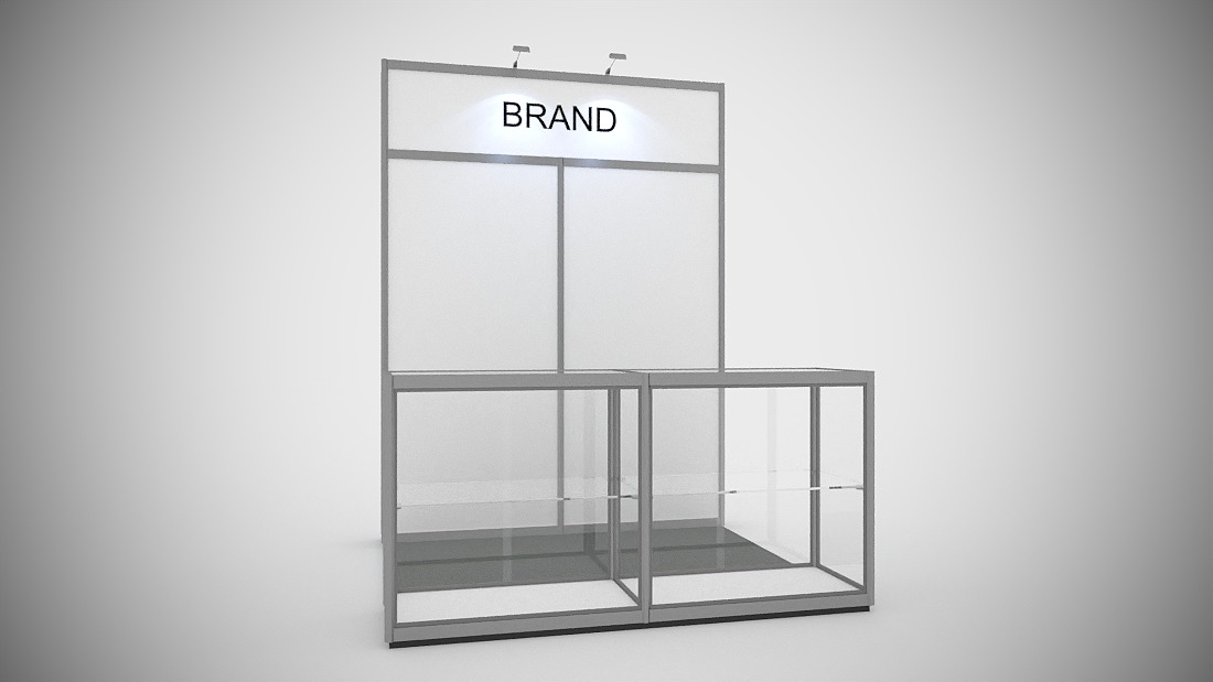 DISPLAY STAND EXHIBITION DESIGN 2x2 Altura 220 octanorm 3D model_2