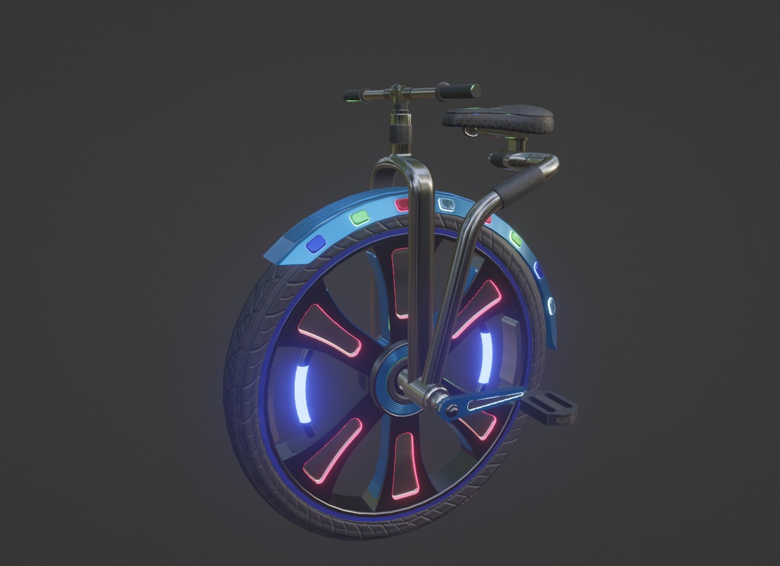 Sci-Fi Futuristic Unicycle  Low-poly 3D model_3