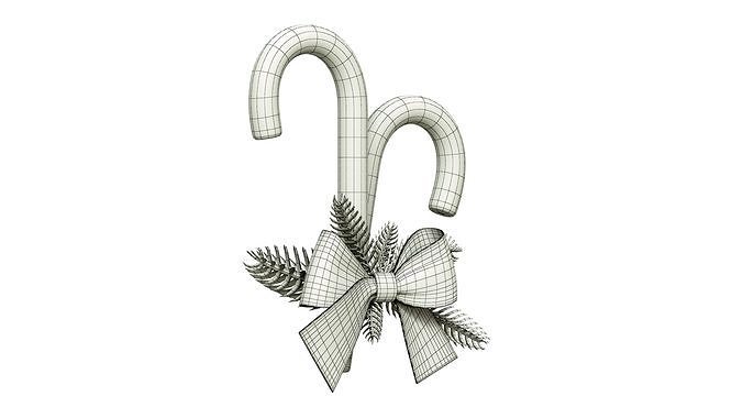 Christmas Canes 01 Low-poly 3D model 6