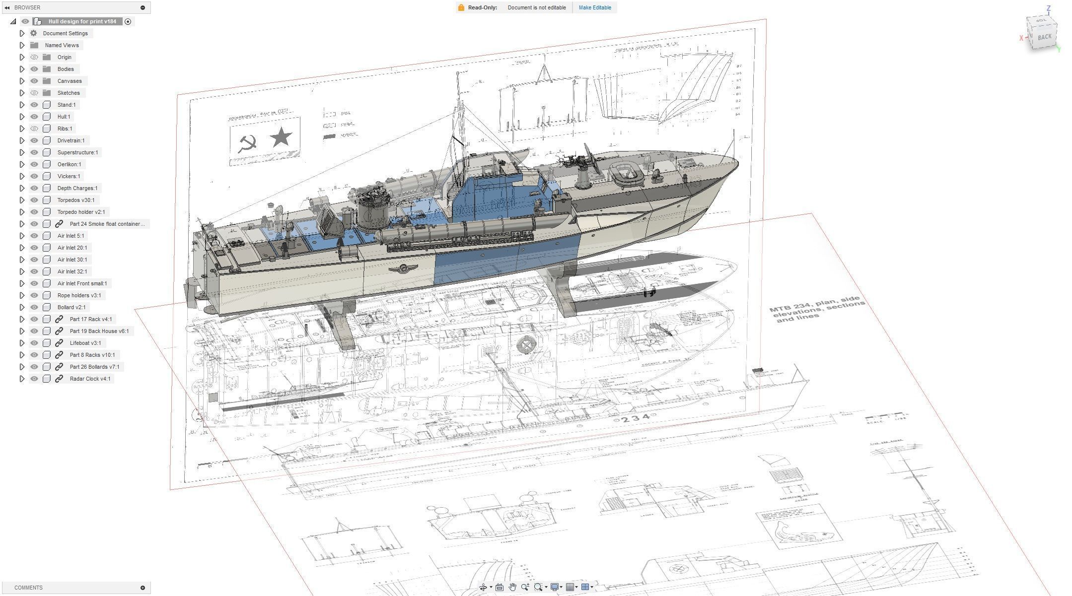 RC Vosper MTB 234 Torpedo Boat Scale Model - 3D Print Optimized 3D print model_14