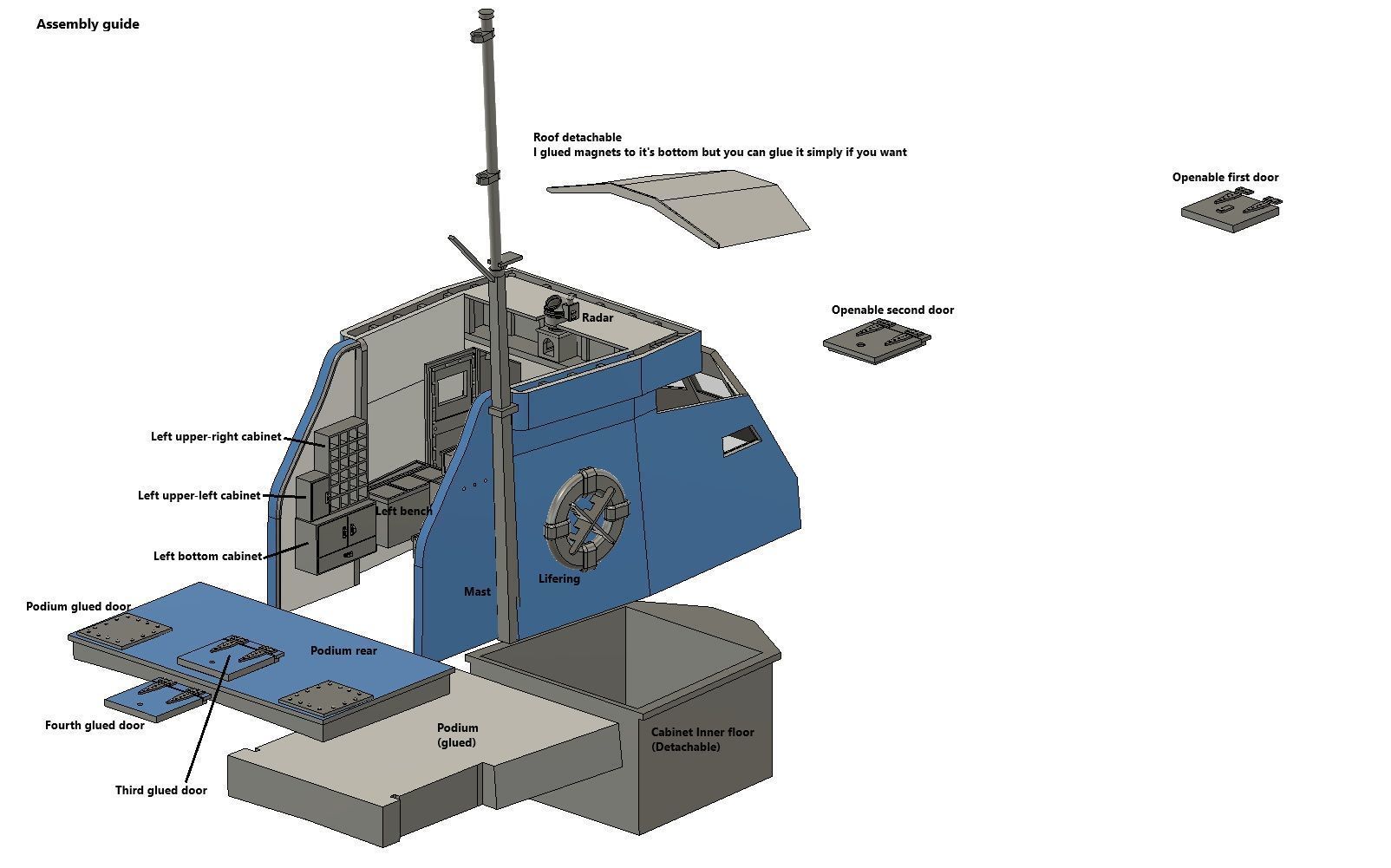 RC Vosper MTB 234 Torpedo Boat Scale Model - 3D Print Optimized 3D print model_9