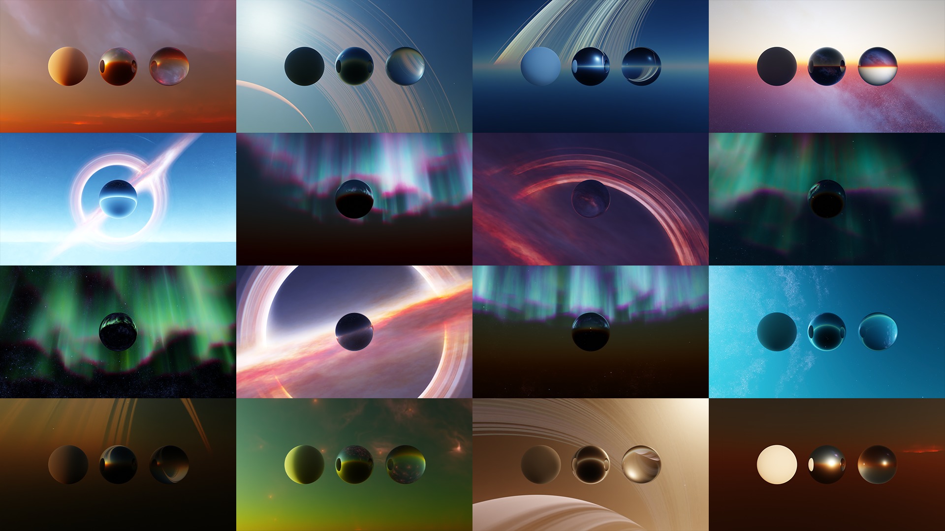 16 8K Aurora with Stars and Alien Planets And Rings Hdris Low-poly 3D model_1